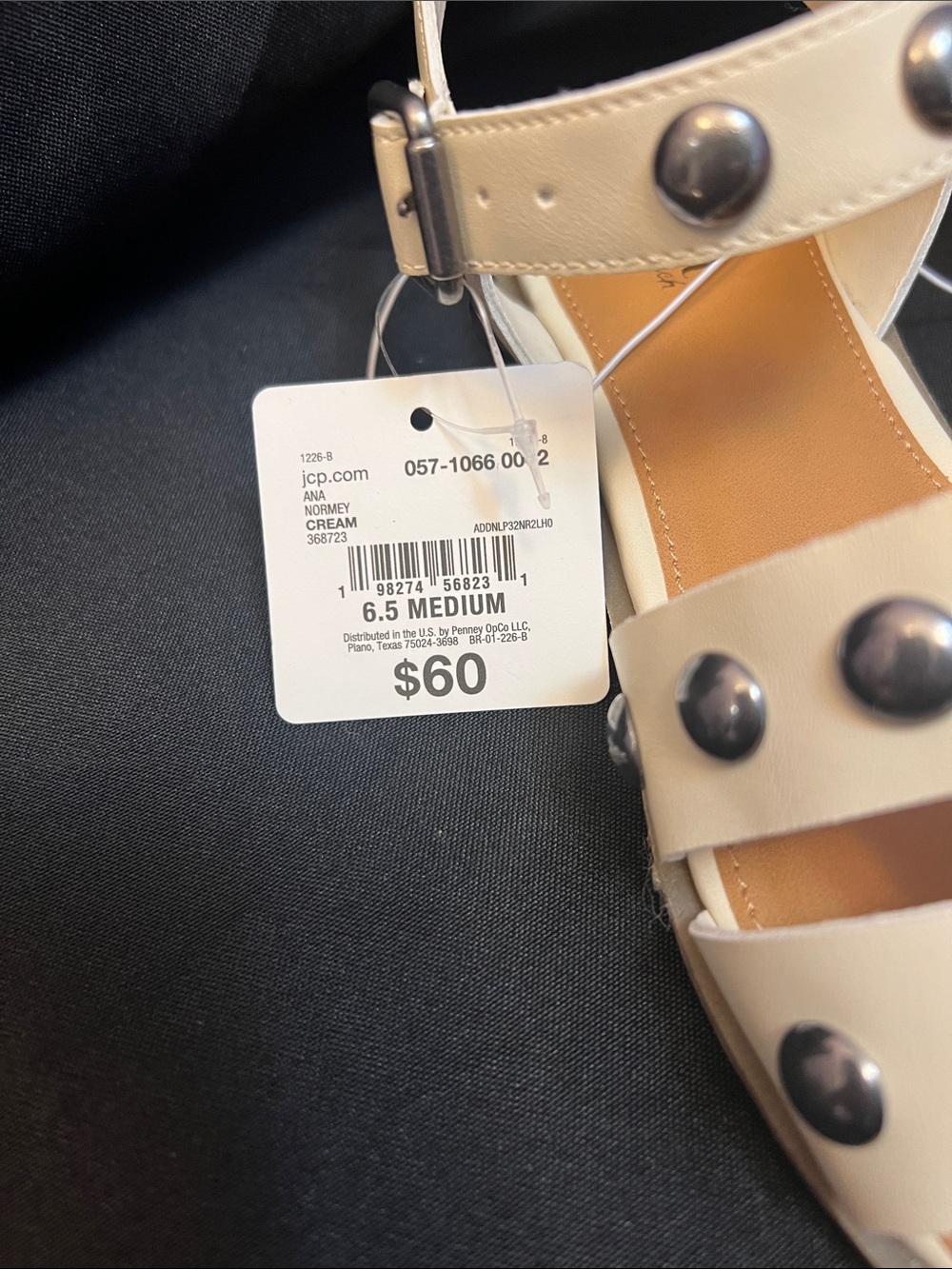 ANA Woven Studded Flat Sandals in Cream - Picture 3 of 5